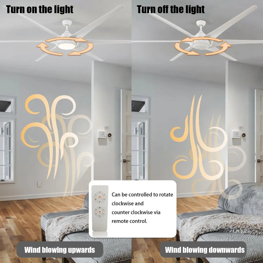 100" Reversible Ceiling Fan with Lights, Remote Control, and 3 Color Temperature LED - 100" Diameter, 21.65" Height