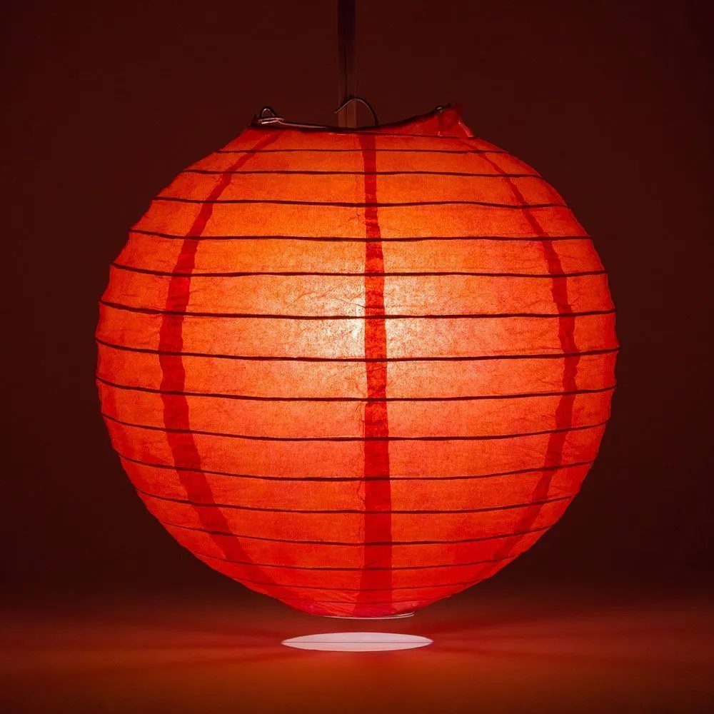 10" Red Round Paper Lantern, Even Ribbing, Chinese Hanging Wedding & Party Decoration