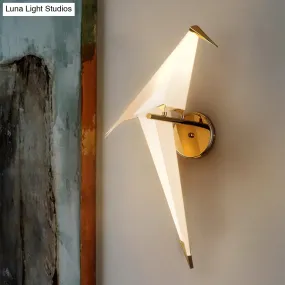 1/2-Light Dining Room Sconce with Birdie Plastic Shade: Modernist White Wall Lamp in Warm/White Light