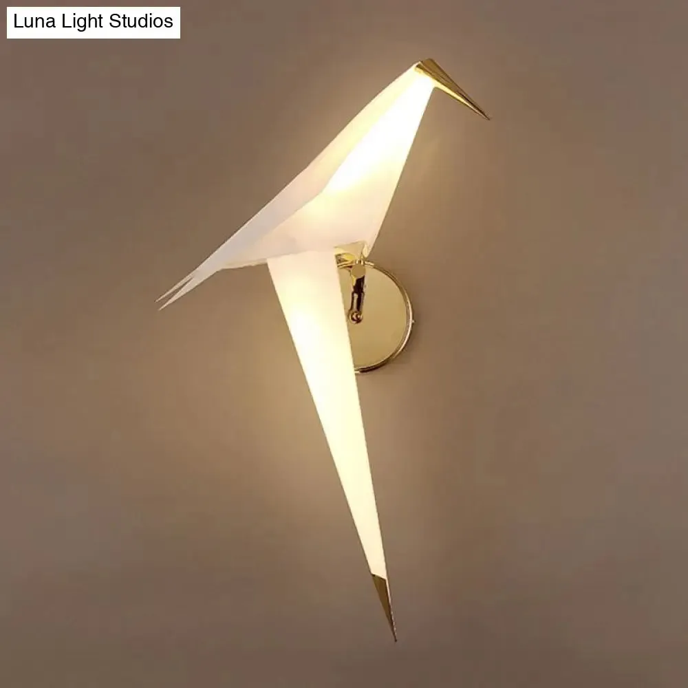 1/2-Light Dining Room Sconce with Birdie Plastic Shade: Modernist White Wall Lamp in Warm/White Light