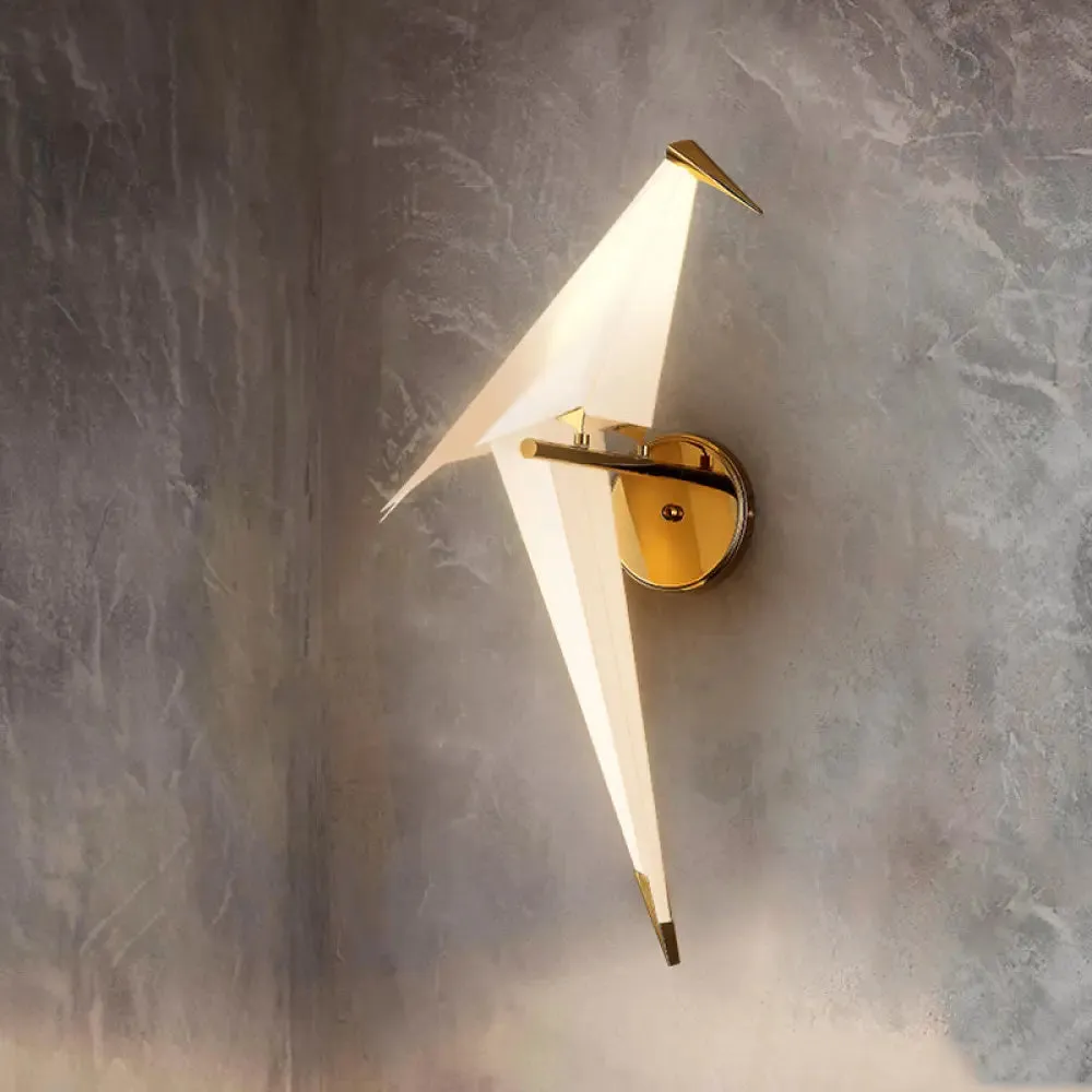 1/2-Light Dining Room Sconce with Birdie Plastic Shade: Modernist White Wall Lamp in Warm/White Light