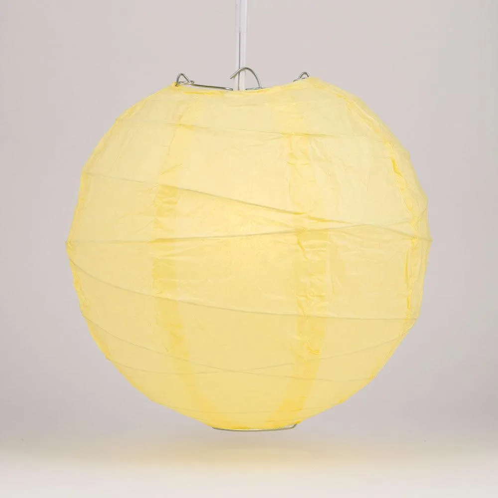 12 PACK |  Lemon Yellow Crisscross Ribbing, Hanging Paper Lantern Combo Set