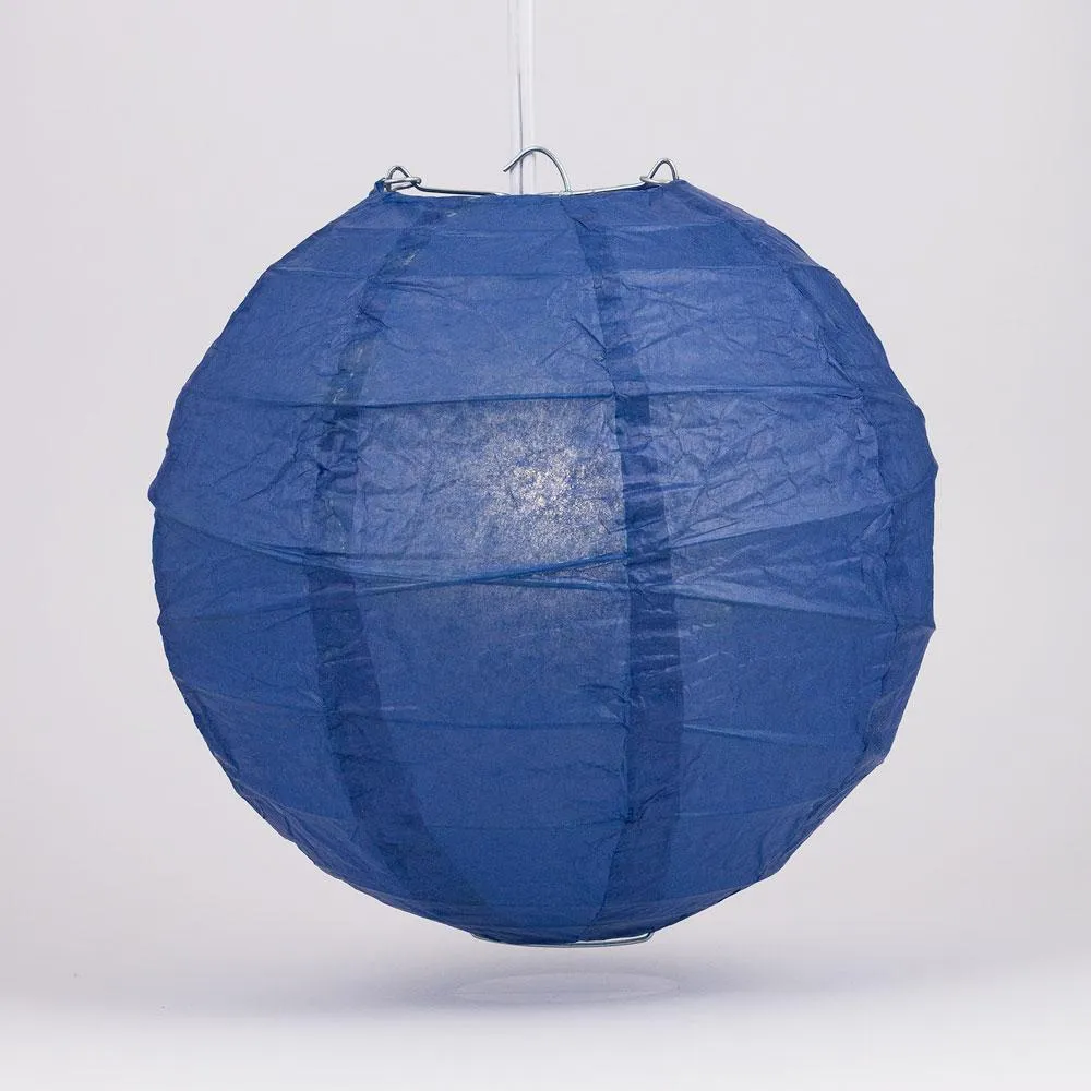 12 PACK |  Navy Blue Crisscross Ribbing, Hanging Paper Lantern Combo Set