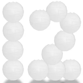 12 PACK |  White Crisscross Ribbing, Hanging Paper Lantern Combo Set