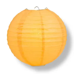 12" Papaya Round Paper Lantern, Even Ribbing, Chinese Hanging Wedding & Party Decoration