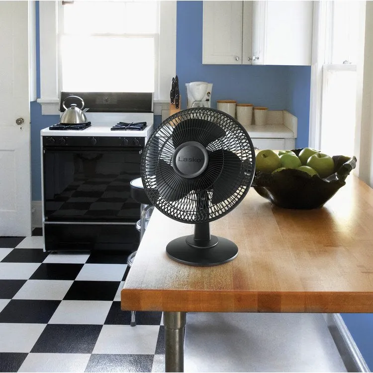 12" Three-Speed Oscillating Table Fan - Black