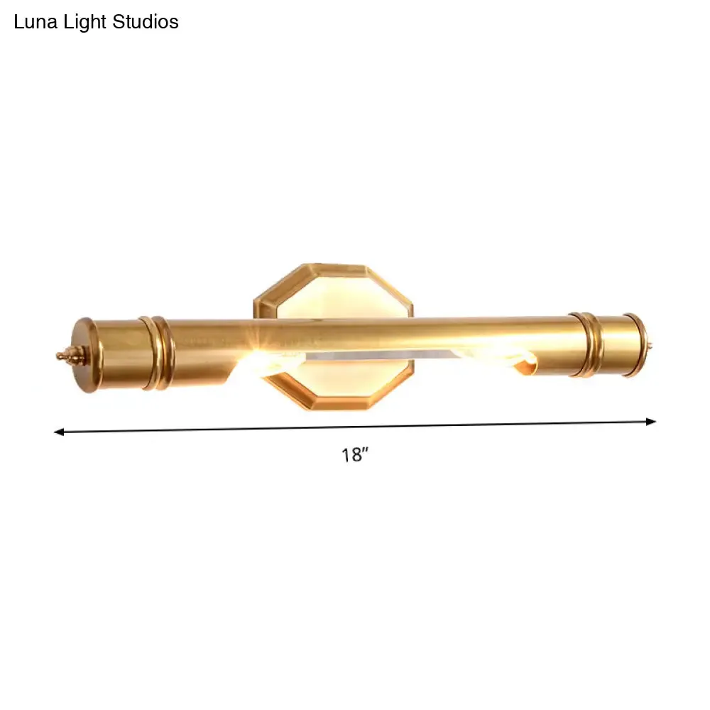 14"/18" Retro Brass Vanity Light, Wall Mounted Metal Sconce with 2 Bulbs for Bathroom Lighting