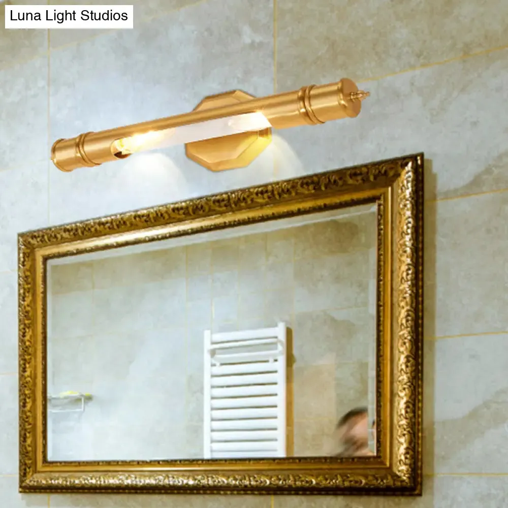 14"/18" Retro Brass Vanity Light, Wall Mounted Metal Sconce with 2 Bulbs for Bathroom Lighting