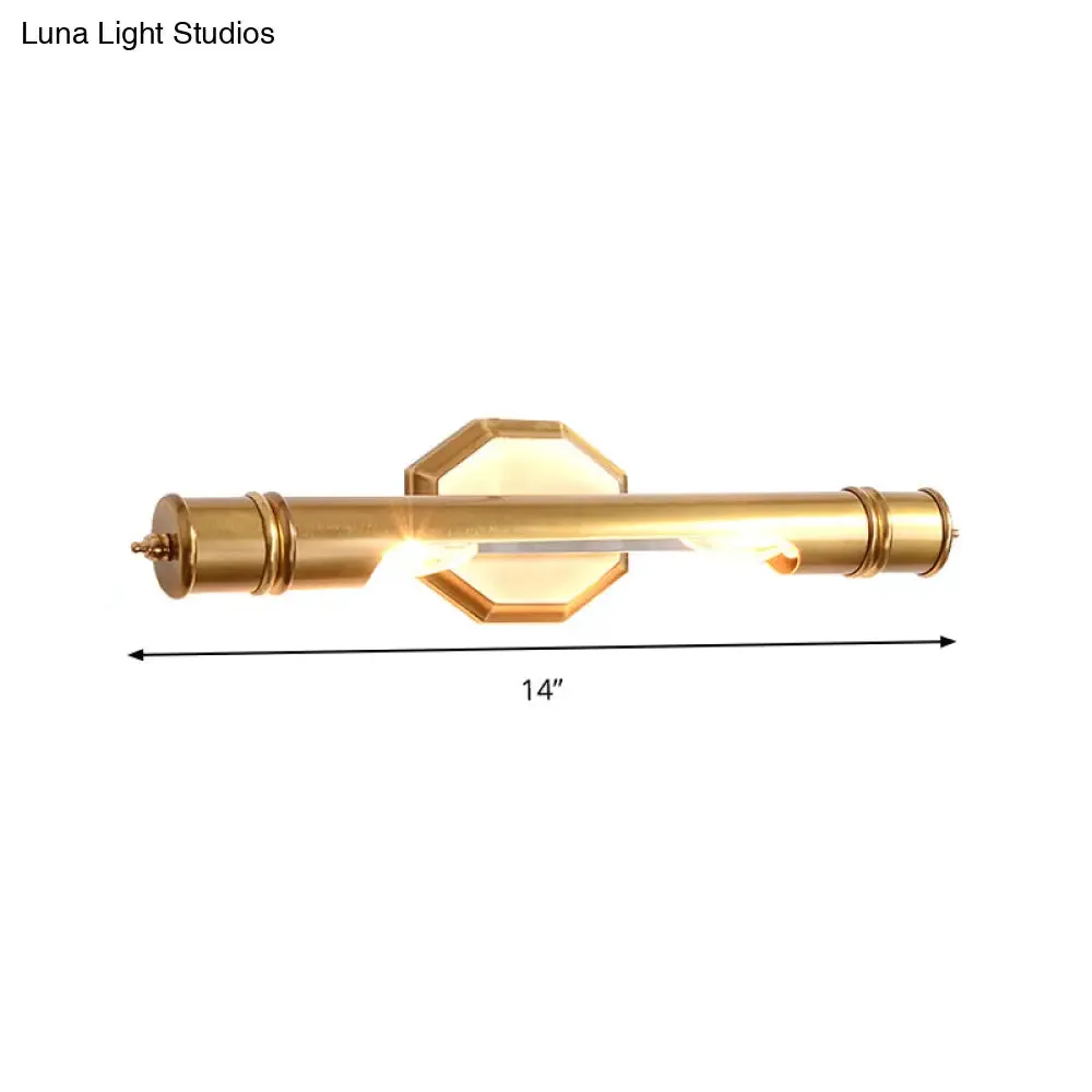 14"/18" Retro Brass Vanity Light, Wall Mounted Metal Sconce with 2 Bulbs for Bathroom Lighting