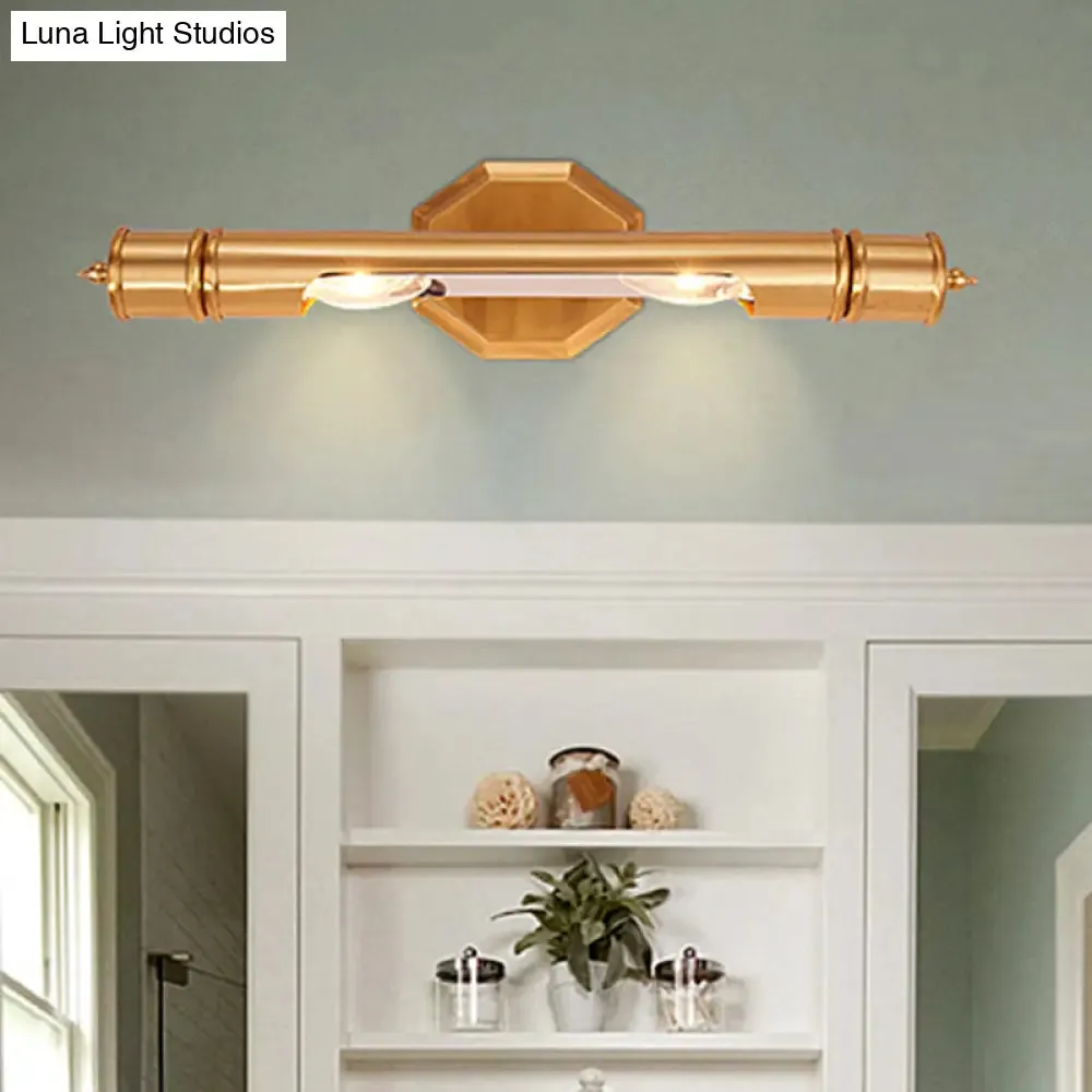 14"/18" Retro Brass Vanity Light, Wall Mounted Metal Sconce with 2 Bulbs for Bathroom Lighting