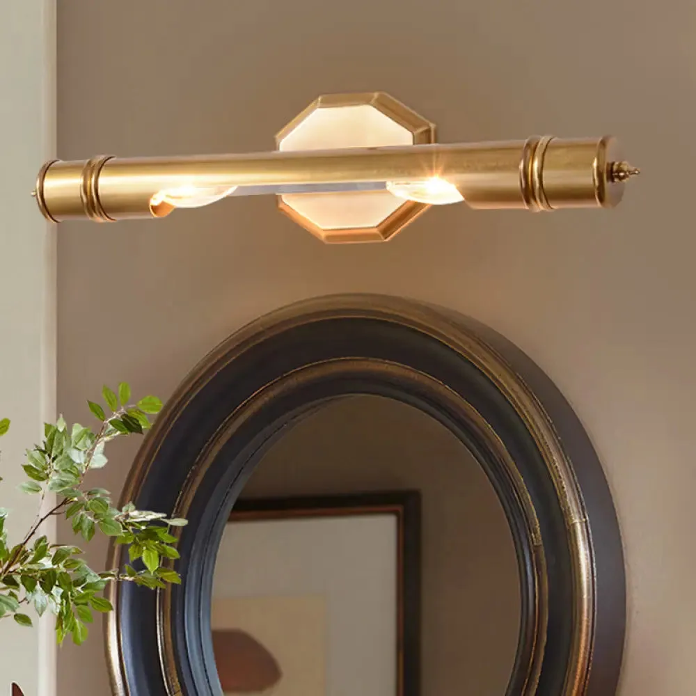 14"/18" Retro Brass Vanity Light, Wall Mounted Metal Sconce with 2 Bulbs for Bathroom Lighting