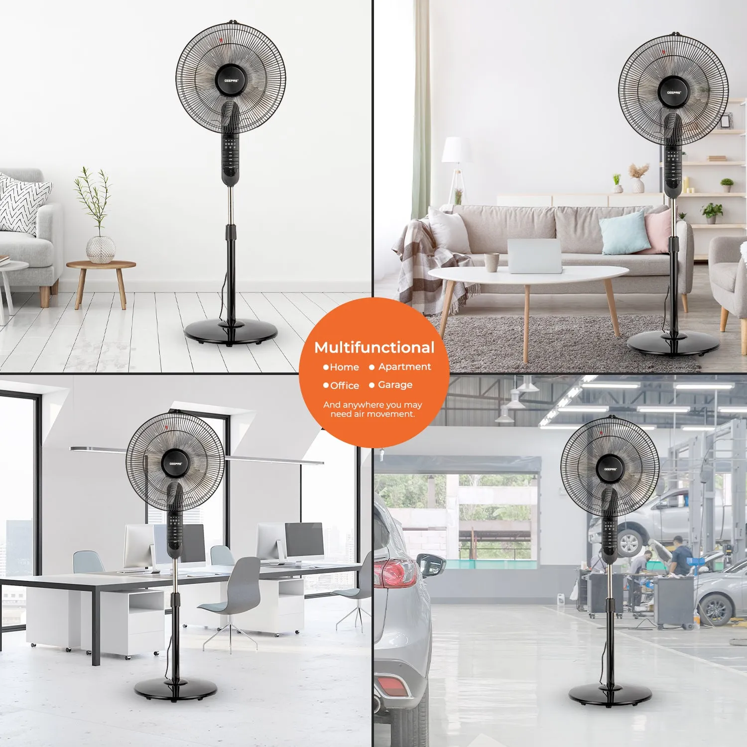 16-inch Pedestal Fan with Remote Control 60W