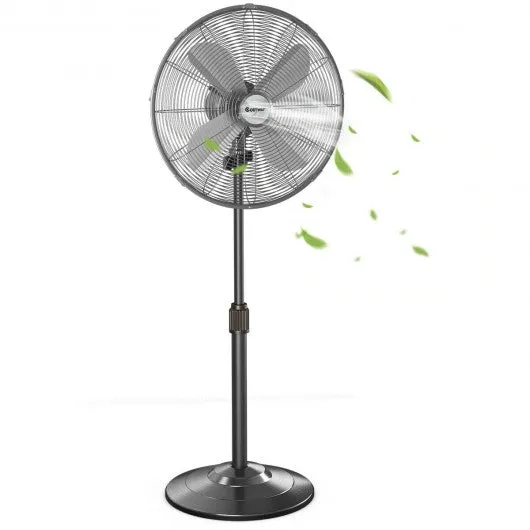 16" Metal Adjustable Oscillating Pedestal Fan-Black