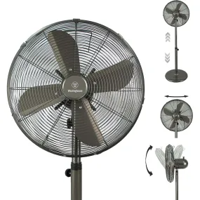 16" Vintage Metal Stand Fan, Grey