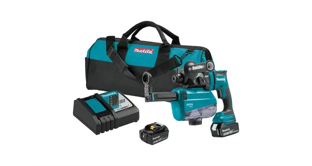 2020 Makita 18V LXT® Brushless 11/16" AVT® Rotary Hammer Kit w/ Dust Extractor, AWS™ Capable (XRH12TW)