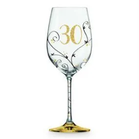 30 Black/Gold Vine Wine Glass