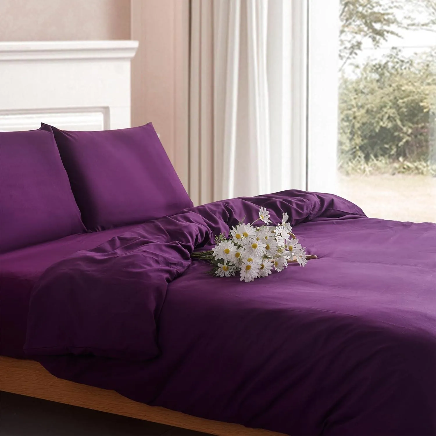 3PC Deep Purple Microfibre Bed Set – Comfortable Duvet, Fitted Sheet & Pillow Covers