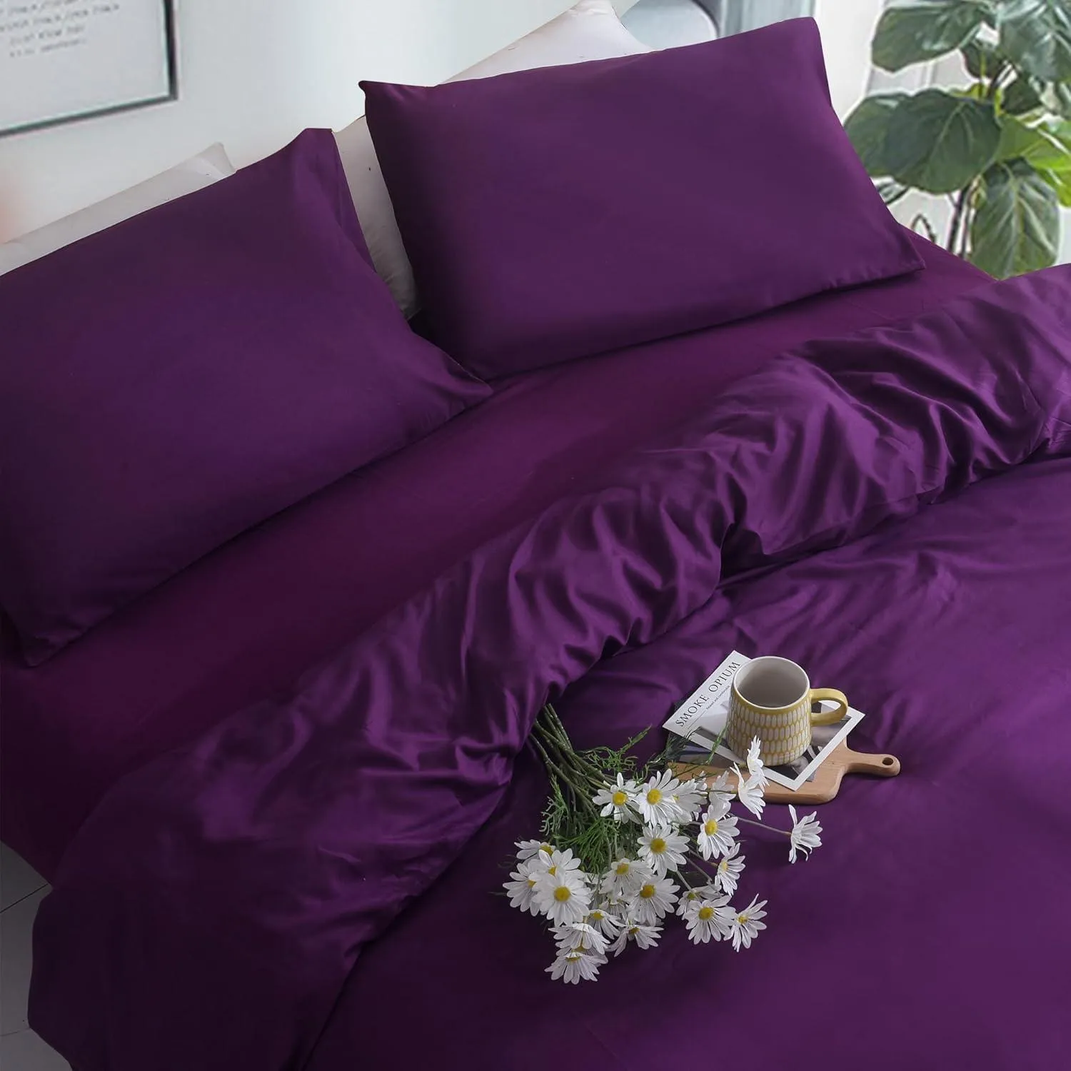 3PC Deep Purple Microfibre Bed Set – Comfortable Duvet, Fitted Sheet & Pillow Covers