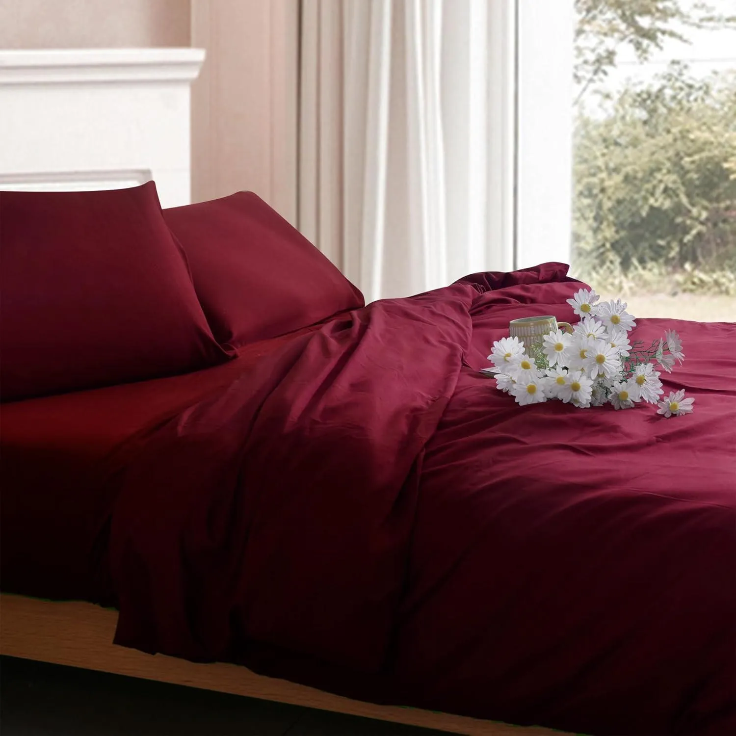 3PC Red Microfibre Bedding Set – Soft Duvet Cover, Fitted Sheet & Pillowcases