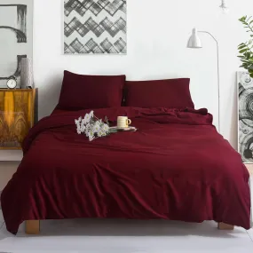 3PC Red Microfibre Bedding Set – Soft Duvet Cover, Fitted Sheet & Pillowcases