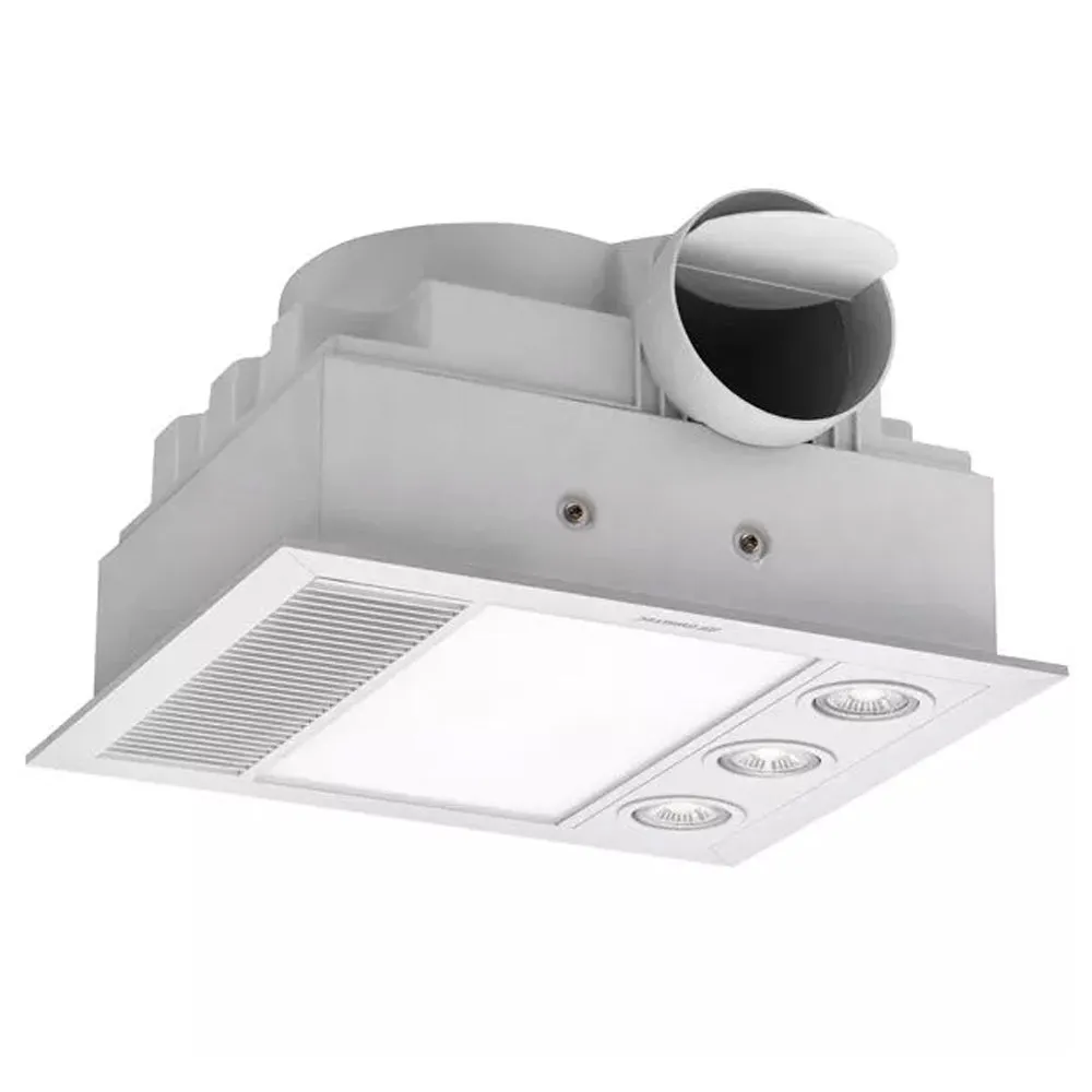 480m³/h Martec Linear MINI 3 in 1 Bathroom Heater / Exhaust Fan and LED Light in Silver / White