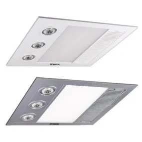 480m³/h Martec Linear MINI 3 in 1 Bathroom Heater / Exhaust Fan and LED Light in Silver / White