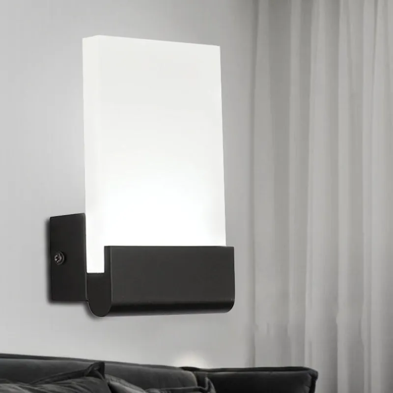 4" Wide Acrylic LED Sconce Light - Black/White Cuboid Design with Warm/White Lighting Options