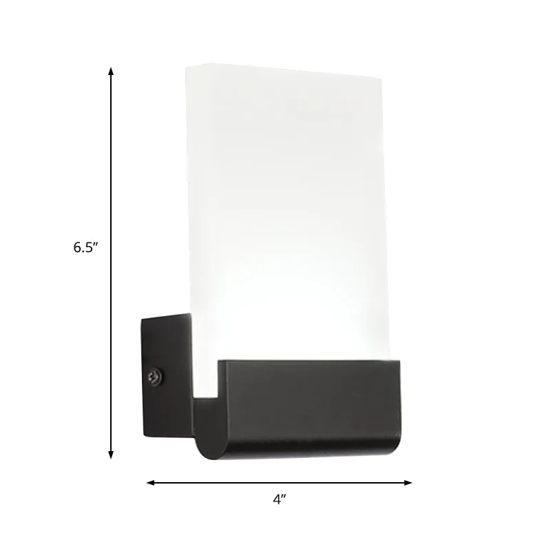 4" Wide Acrylic LED Sconce Light - Black/White Cuboid Design with Warm/White Lighting Options