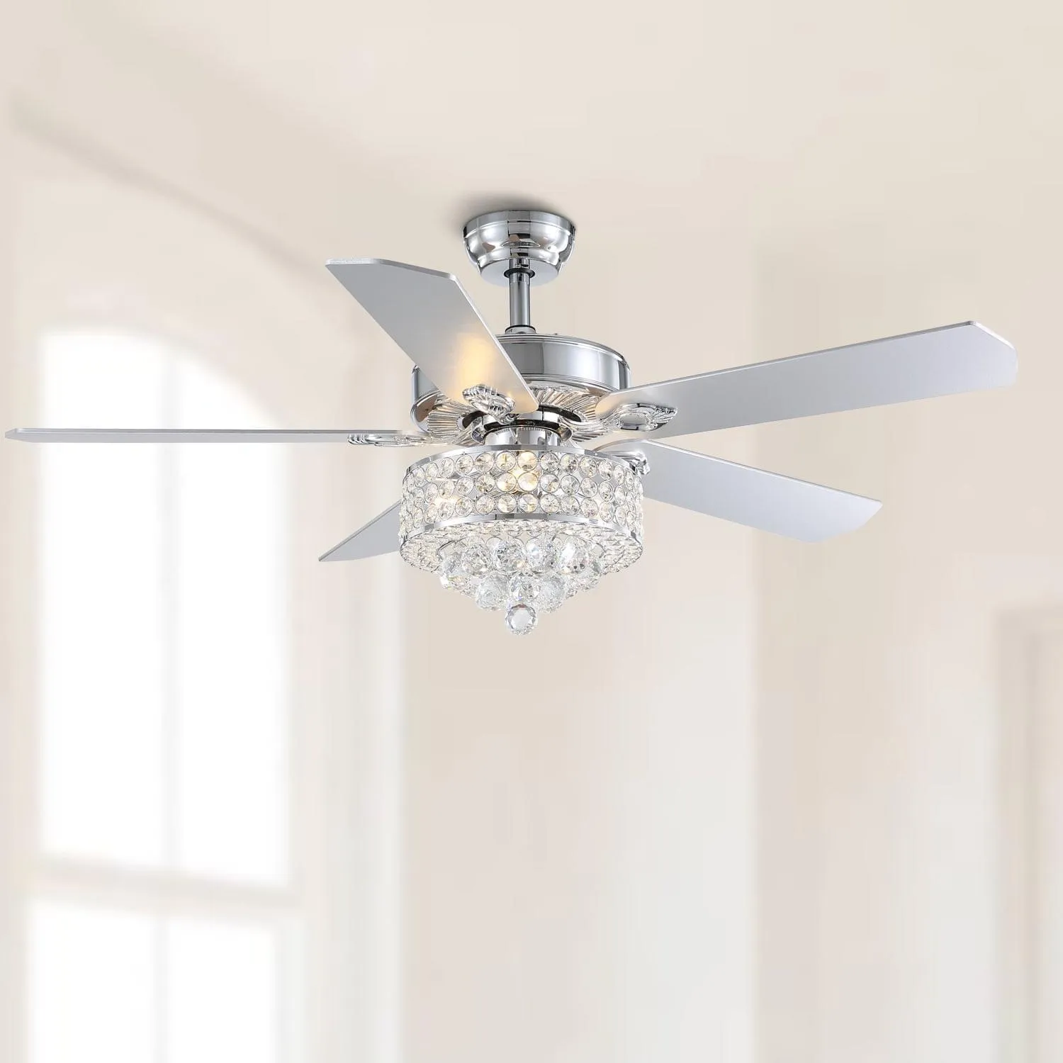 5 - Blade Luxury Crystal Ceiling Fan with Remote Control