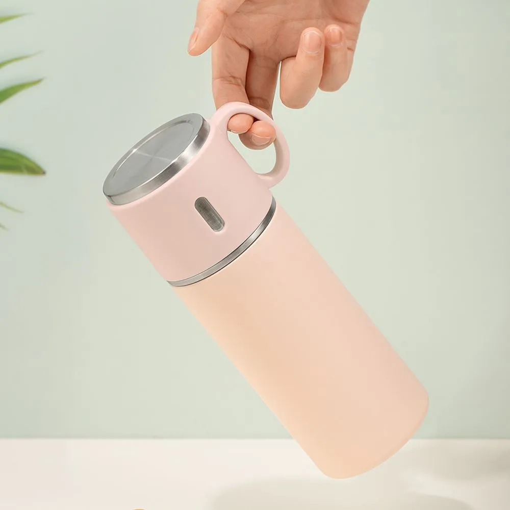 500ml Stainless Steel Bottle with Cup Lid - Pink