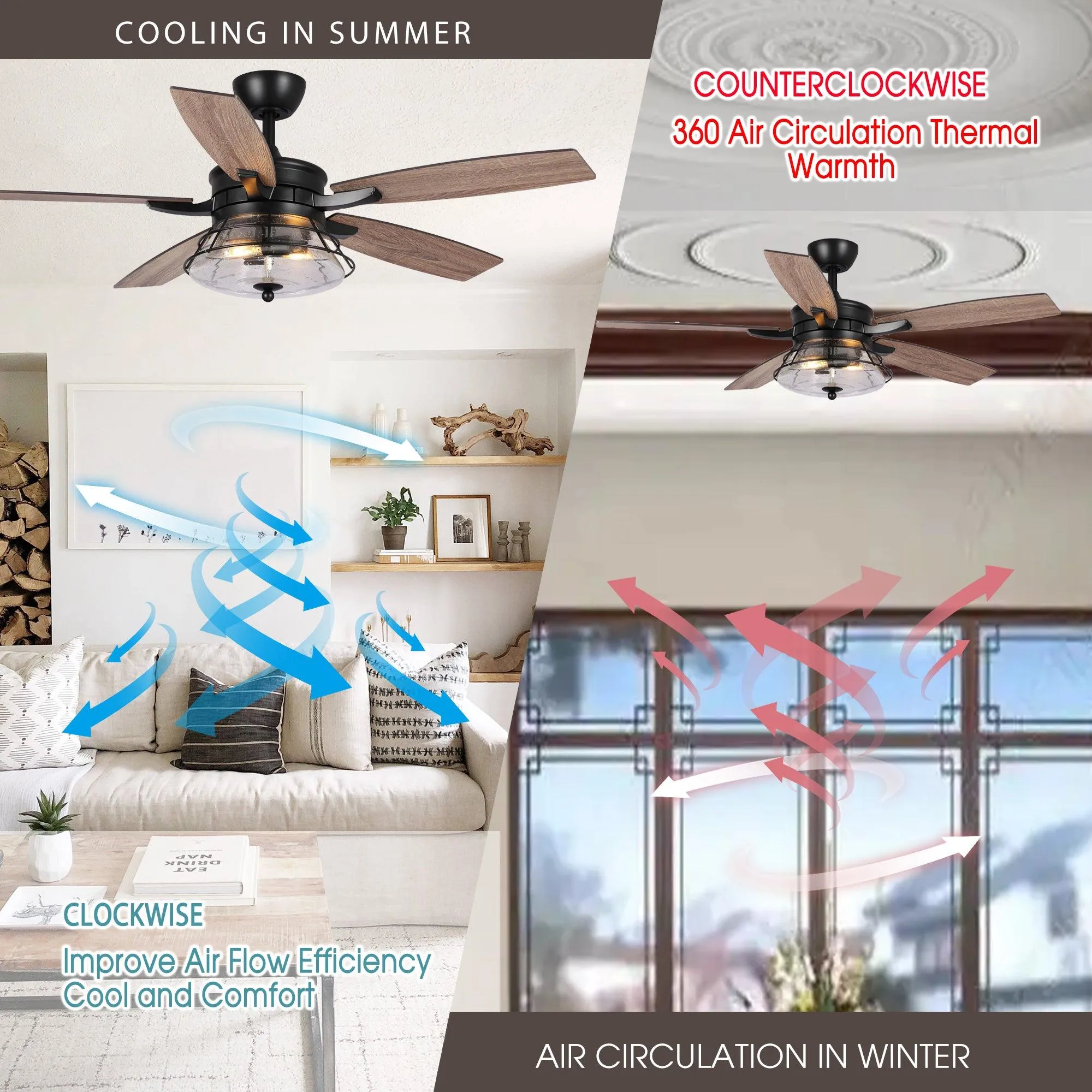 52" Antone Industrial Downrod Mount Reversible Ceiling Fan with Lighting and Remote Control