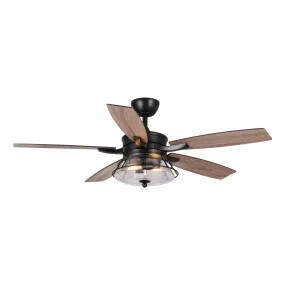 52" Antone Industrial Downrod Mount Reversible Ceiling Fan with Lighting and Remote Control