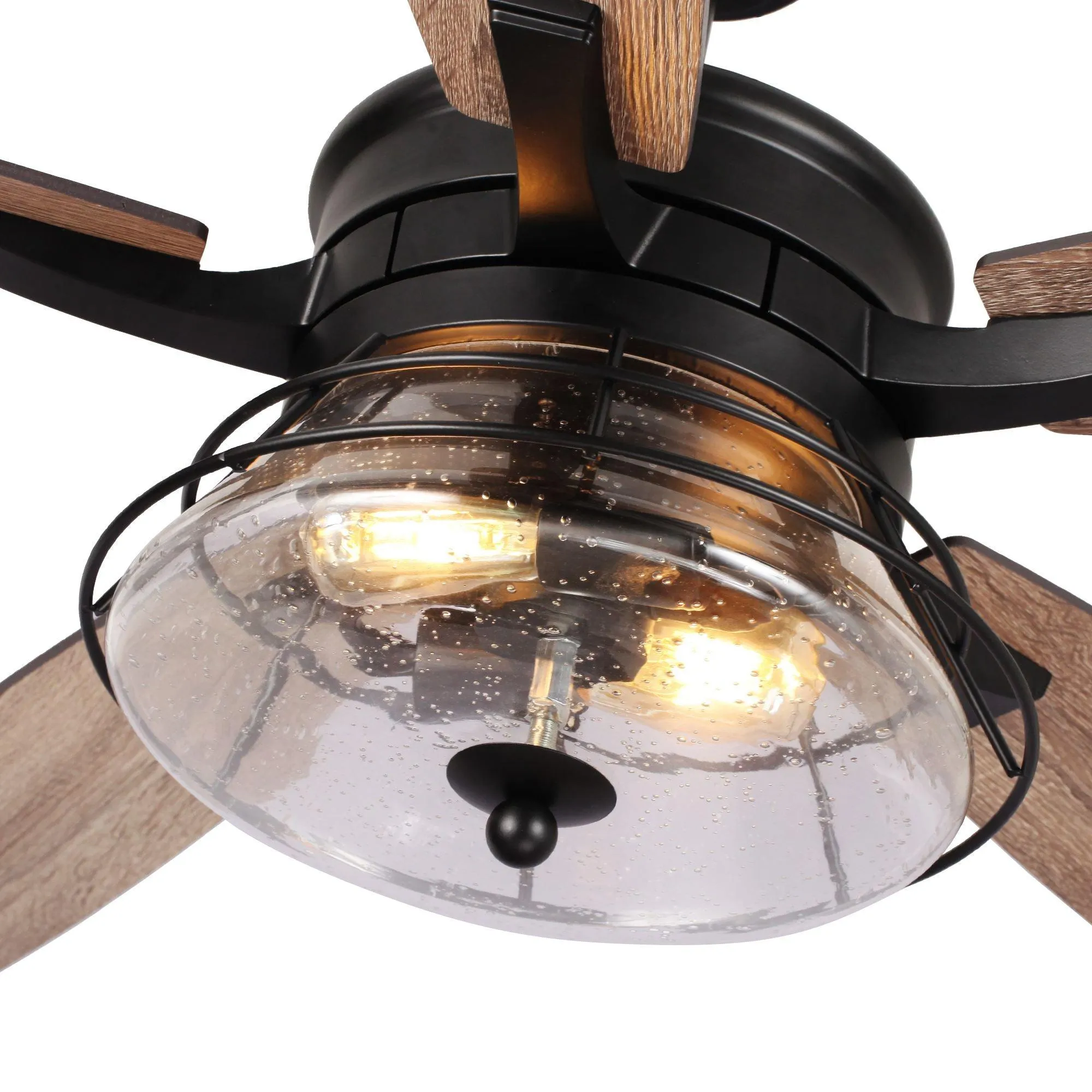 52" Antone Industrial Downrod Mount Reversible Ceiling Fan with Lighting and Remote Control