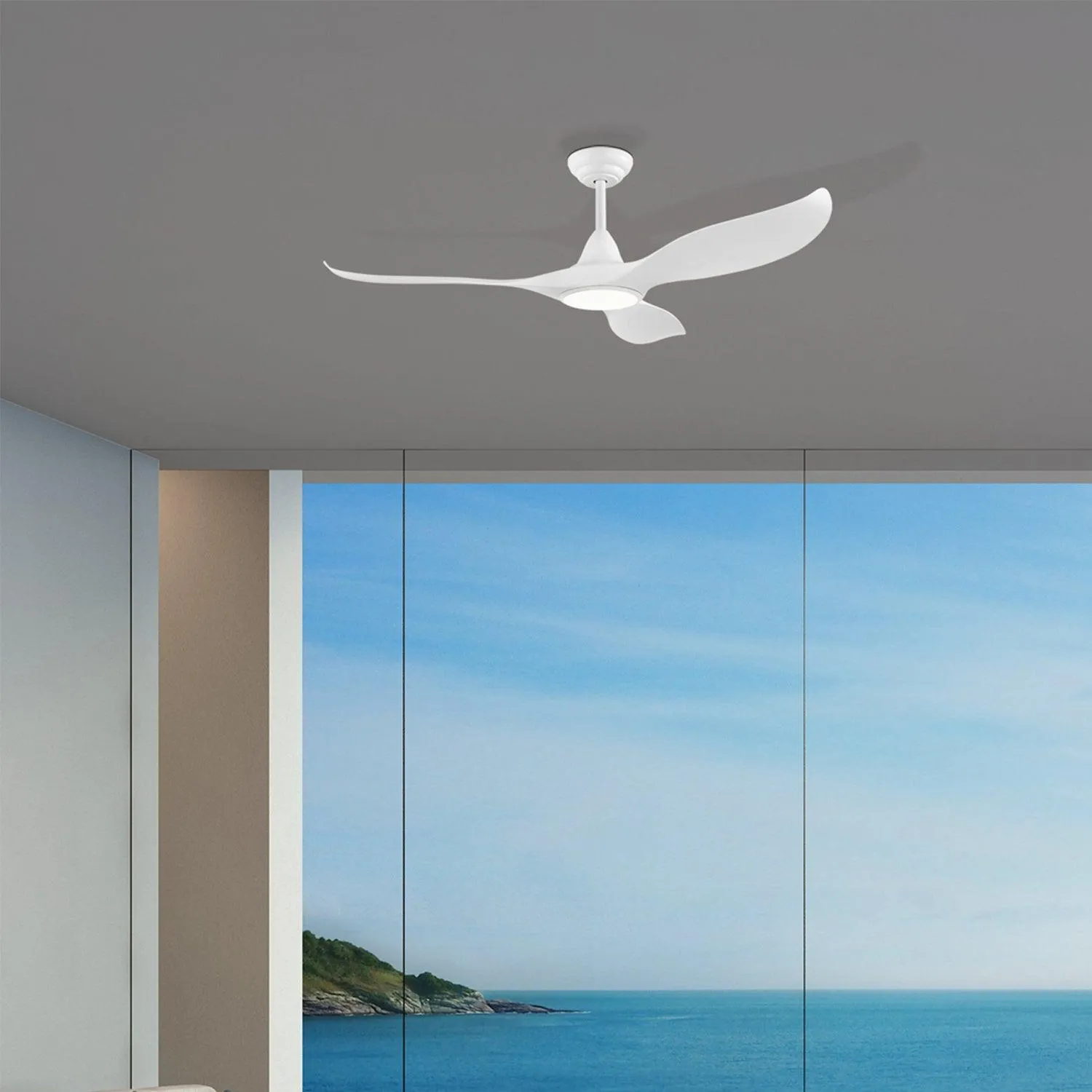 52" Noosa DC Ceiling Fan Black, White, Titanium w/ Light 202969, 202971, 204747 Eglo Lighting