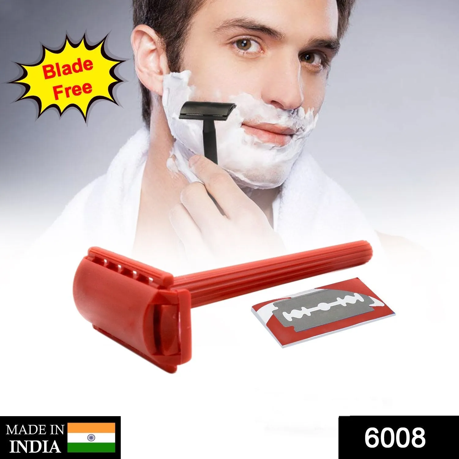 6008 Shaving Razor for Men Blade Razor with Plastic Grip Handle (With Card Packing)