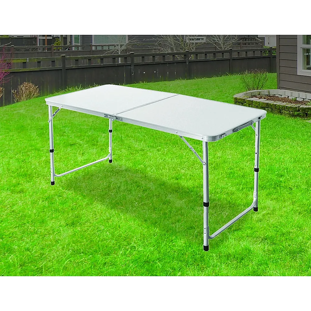 Adjustable Aluminium Folding Table, Portable, Indoor Outdoor, 120cm