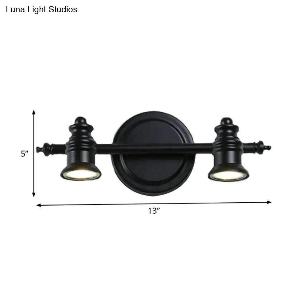 Adjustable Black Wall Light Fixture with 2 Arms and Simplicity 2-Head Design - Ideal for Bathroom Vanity Lighting