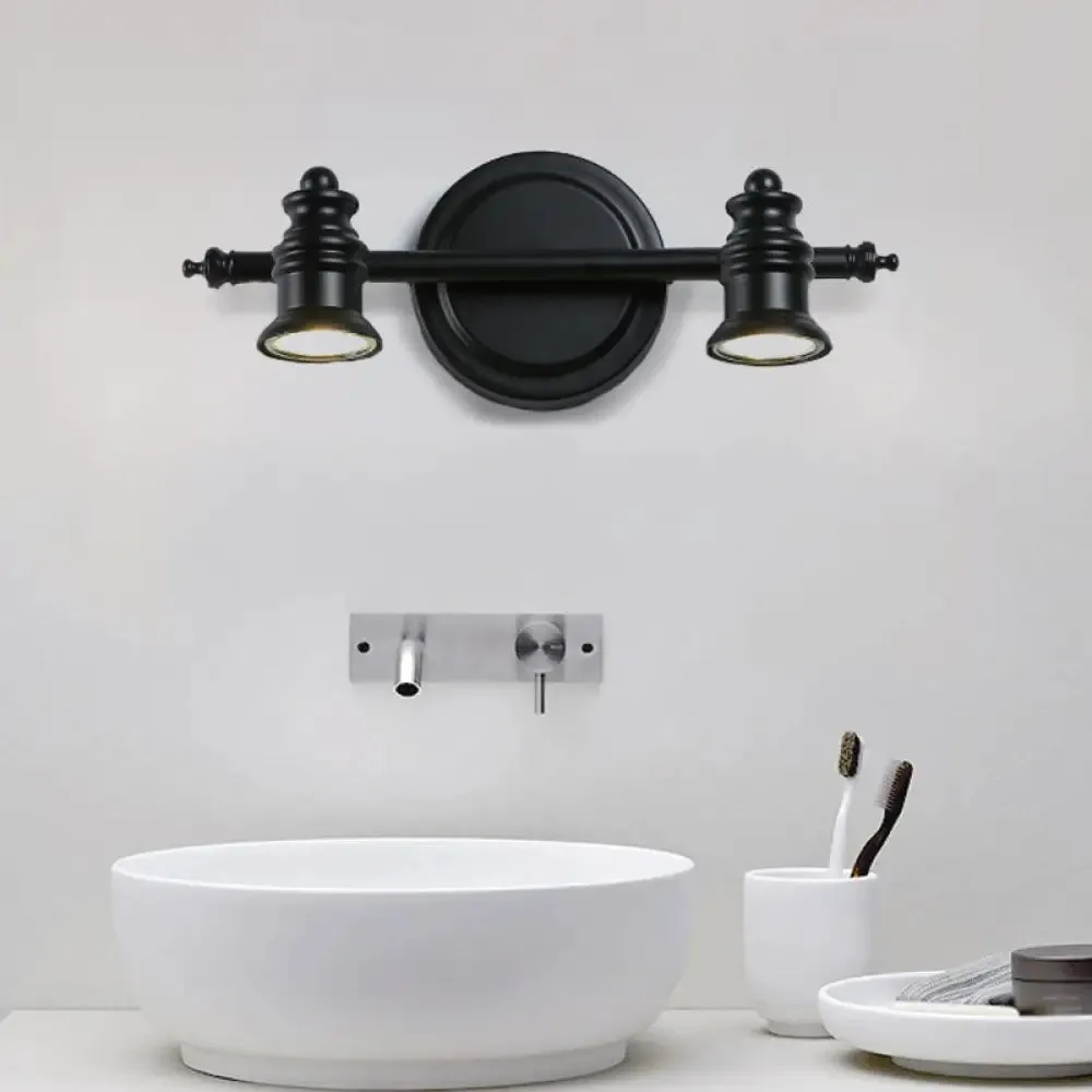 Adjustable Black Wall Light Fixture with 2 Arms and Simplicity 2-Head Design - Ideal for Bathroom Vanity Lighting