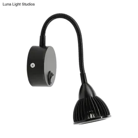 Adjustable LED Wall Sconce - Modern Metal Shade Wall Lamp in Black Finish (with/without Switch), Warm/White Lighting