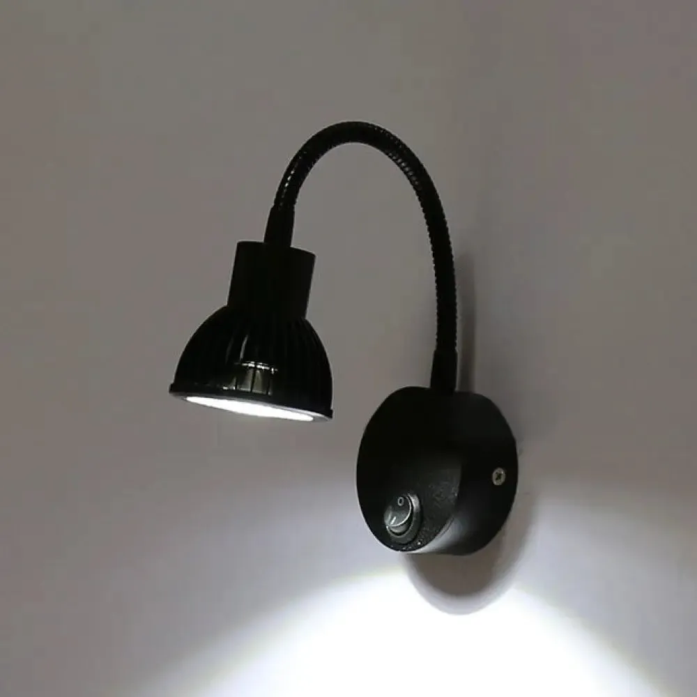 Adjustable LED Wall Sconce - Modern Metal Shade Wall Lamp in Black Finish (with/without Switch), Warm/White Lighting