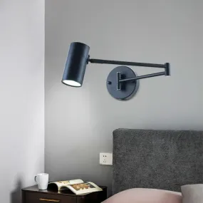 Adjustable Minimalist Cylinder Wall Light for Bedside with Metallic Finish