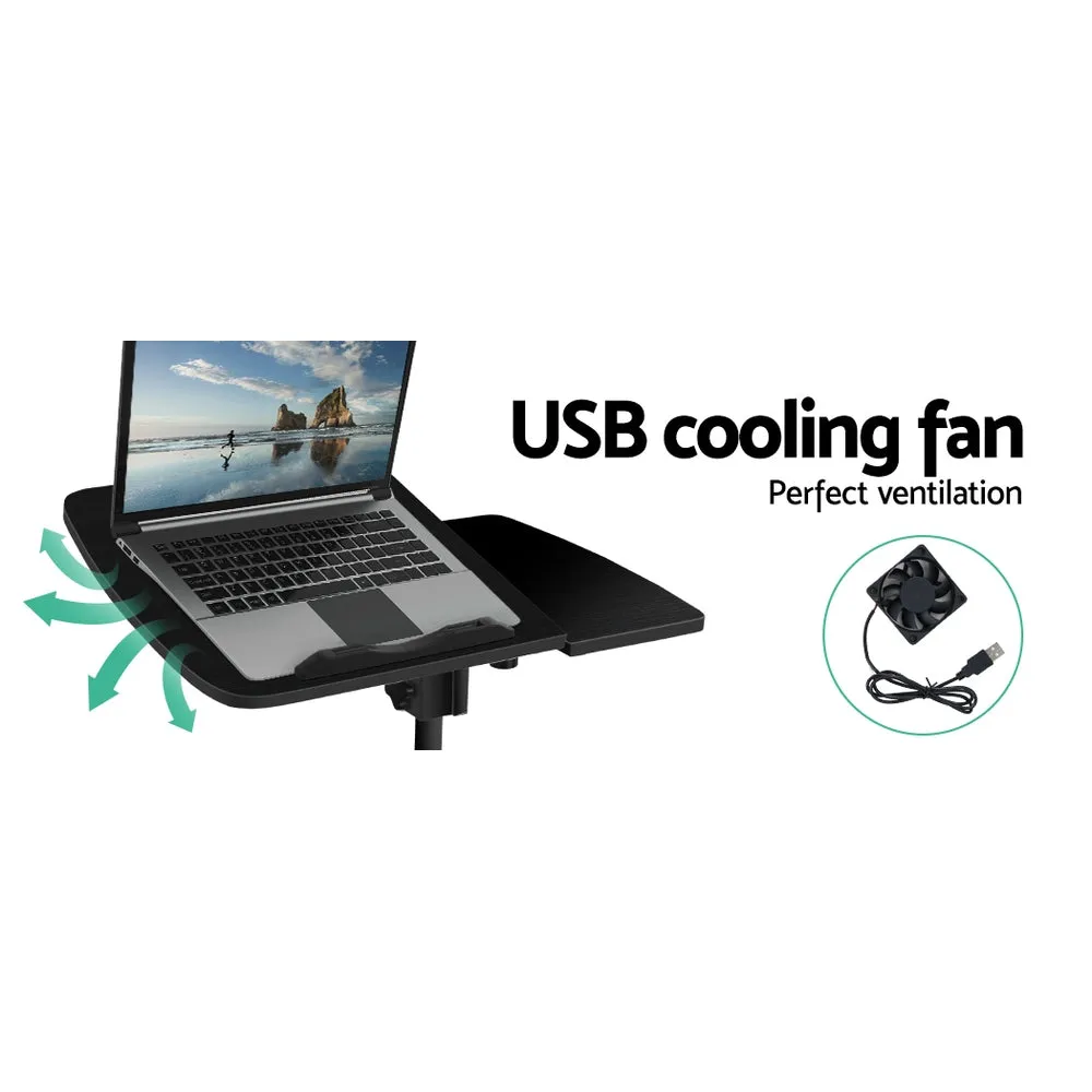 Adjustable Mobile Laptop Desk with USB Cooler in Black - Artiss