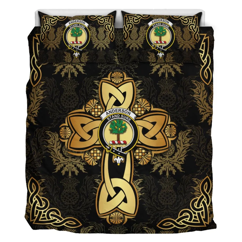 Anderson Clan Bedding Sets Gold Thistle Celtic Style