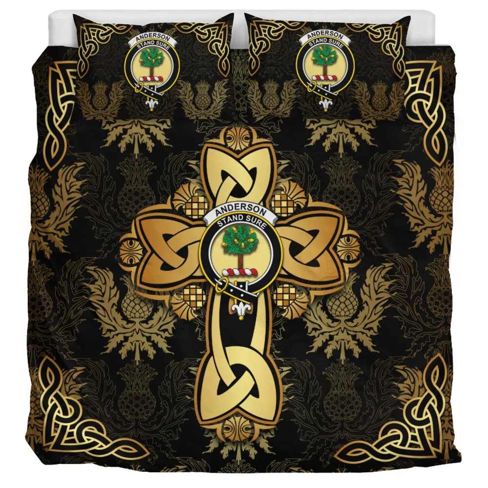 Anderson Clan Bedding Sets Gold Thistle Celtic Style