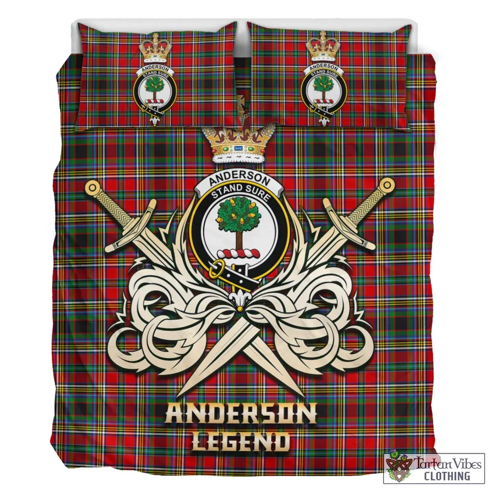 Anderson of Arbrake Tartan Bedding Set with Clan Crest and the Golden Sword of Courageous Legacy