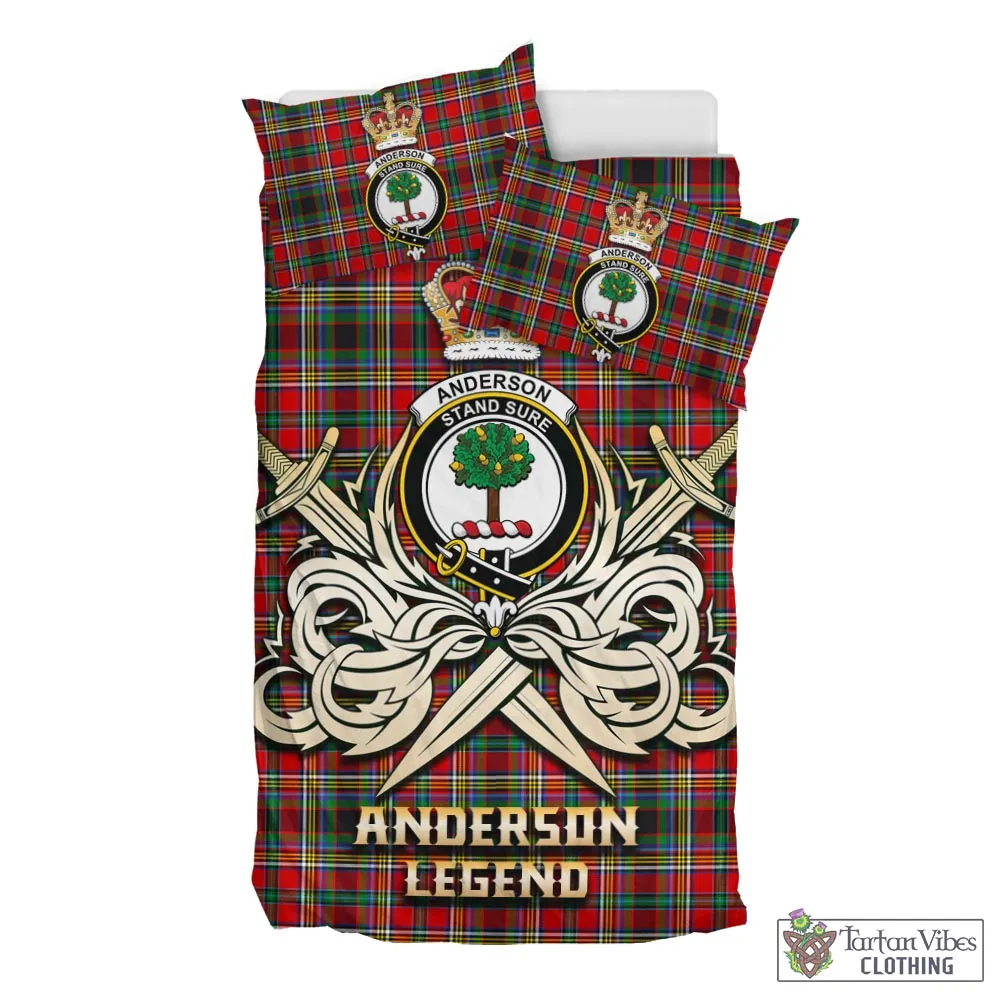 Anderson of Arbrake Tartan Bedding Set with Clan Crest and the Golden Sword of Courageous Legacy