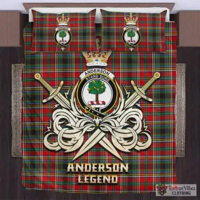 Anderson of Arbrake Tartan Bedding Set with Clan Crest and the Golden Sword of Courageous Legacy