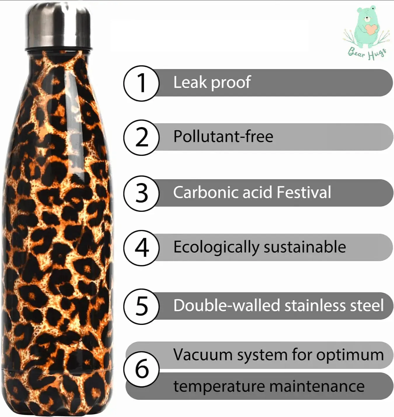 Animal Print Cola Metal Water Bottle (500 ml)