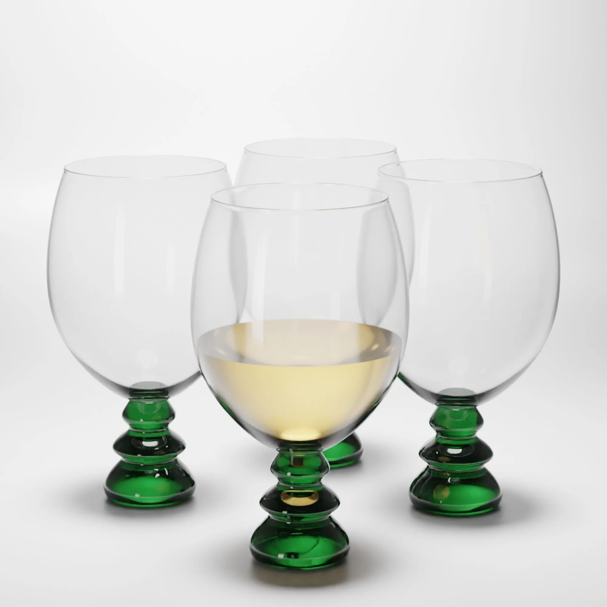 Anko Australia Green Stemmed Wine Glasses Set of 4 | 400ml | Dishwasher Safe Wine Glass Set for All Occassions |Bar Accessories for Home, Restaurants | Ideal Gifting Set |100% Lead & Cadmium Free