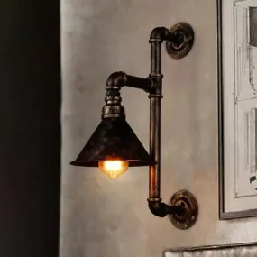 Antique Bronze Wall Lamp with Industrial Conical Design and 1 Head Iron Mount